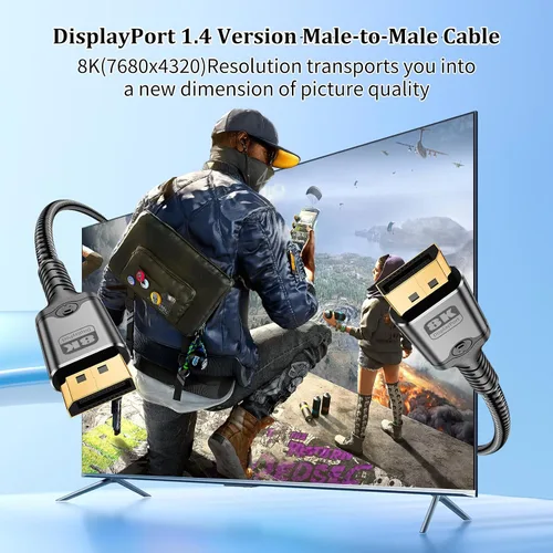 Vista 2 de MaxRenard Cable DisplayPort 8K 1.4, cable DP a DP de 6.6 pies, 8K a 60 Hz 4K a 144 Hz, puerto de pantalla a puerto de visualización de transferencia