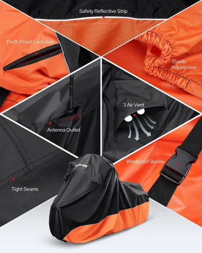 Vista 7 de Benlari Funda impermeable mejorada para motocicleta compatible con Sportster, Iron 883, Forty-Eight, Nightster Special, Superlow, Superlow 1200T