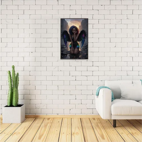 Vista 4 de Rompecabezas de mujeres africanas para adultos, 500 – Negro Angel Girl – Colores creativos y líneas Retratos, rompecabezas de desafío