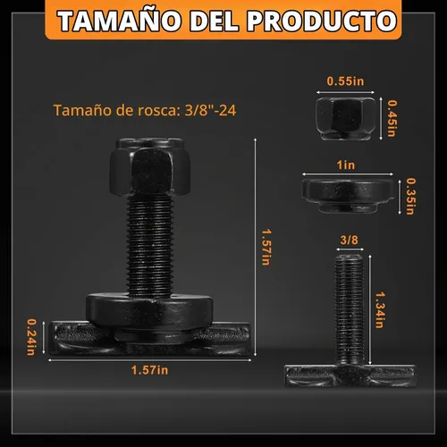 Vista 2 de Therwen 10 Piezas Accesorio de Perno Roscado de Doble Orejeta para Riel en L con Tuerca de Amarre Capacidad 5500 Libras Para Usar con Riel de Pista