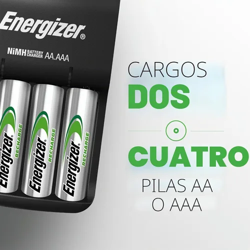 Vista 2 de Energizer Cargador básico de recarga con 2 baterías recargables AA NiMH (incluidas), indicador led