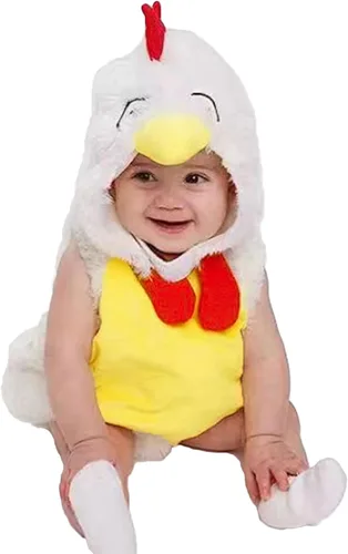 Vista 3 de Disfraz de Halloween para bebé, niño y niña, divertido disfraz de pollo con capucha