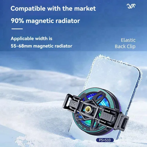 Vista 6 de P5 Universal Teléfono Móvil Enfriador Back Clip Ajustable Elástico Back Clip Compatible con Varios Disipadores de Calor Magnéticos