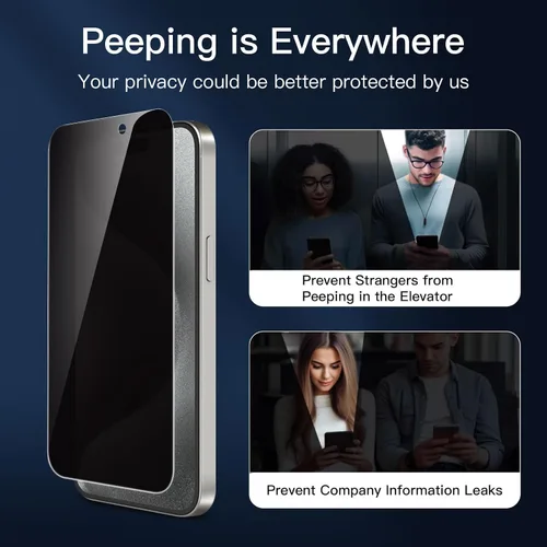 Vista 31 de NEW'C Paquete de 3 protectores de pantalla de privacidad para iPhone Air/iPhone 17 Air (6.5 pulgadas), película de vidrio templado antiespía