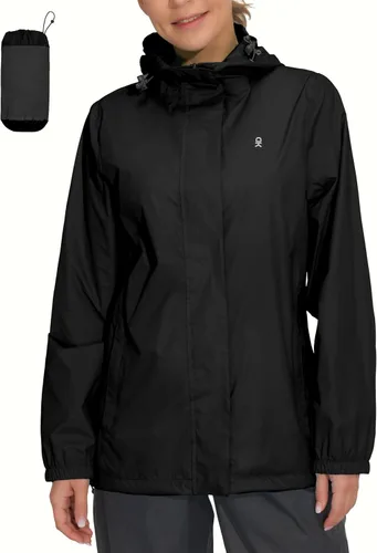 Vista 3 de Little Donkey Andy Chaqueta impermeable con capucha para mujer Negro