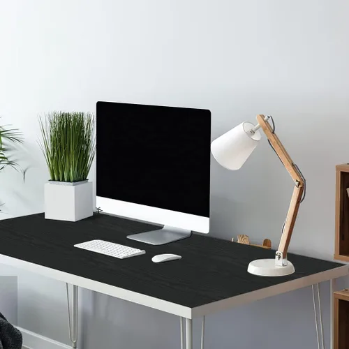 Vista 2 de Arthome - Papel tapiz para despegar y pegar, contacto de madera negra, papel tapiz negro, papel tapiz autoadhesivo y extraíble para encimera Negro