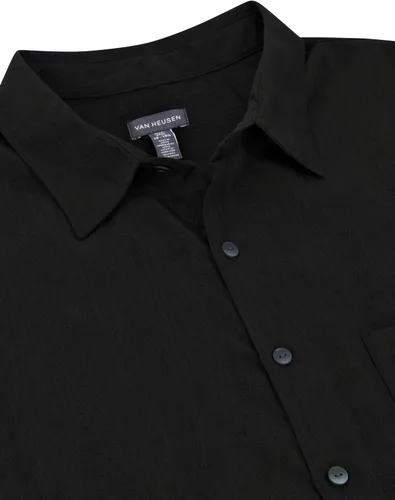 Vista 2 de Van Heusen Camisa de manga corta para hombre, con botones y rayas, de poliéster y rayón