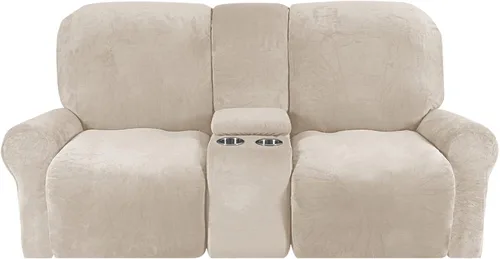 Vista 18 de Funda reclinable de terciopelo para sofá biplaza con consola central, fundas elásticas para sillas reclinables, funda suave para consola central