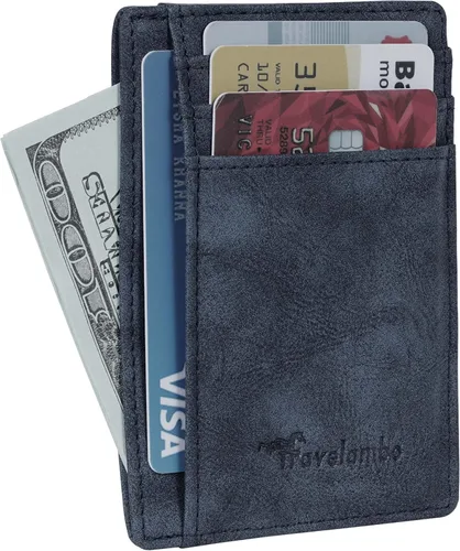 Vista 2 de Travelambo Billetera delgada con bolsillo delantero y clip para el dinero con bloqueo de identificación por radiofrecuencia, talla única