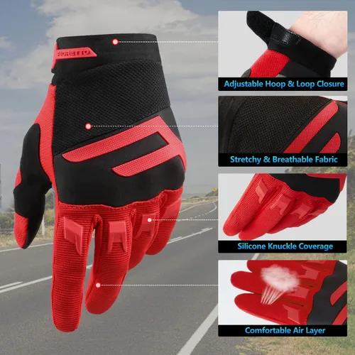 Vista 3 de FIORETTO Guantes de bicicleta de montaña para hombres y mujeres guantes de ciclismo de motocicleta con almohadilla SBR de 0197in protección