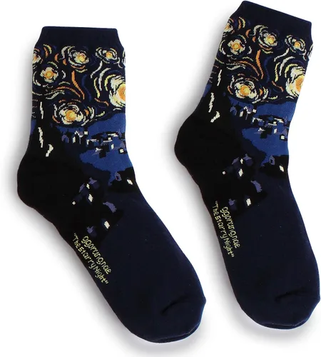 Vista 2 de Calcetines de algodón para mujer, diseño divertido de pinturas famosas, casual