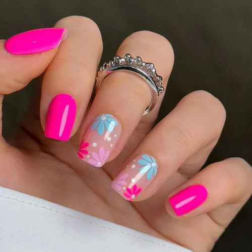 Vista 42 de CurvLife - Uñas postizas cuadradas cortas a presión, color blanco brillante Cuadrado Gradiente Blanco