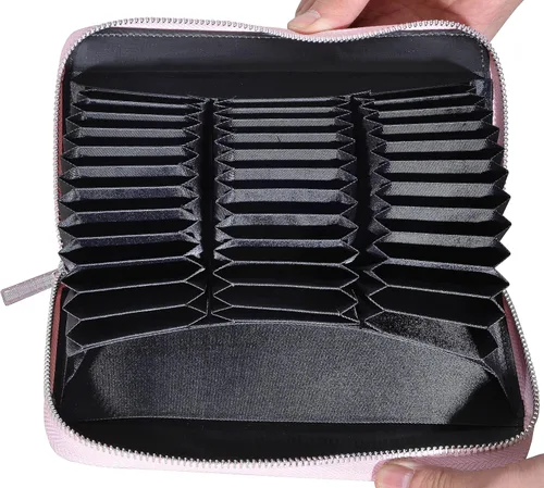 Vista 7 de Easyoulife Tarjetero de cuero genuino para mujer con 36 ranuras de seguridad RFID, L