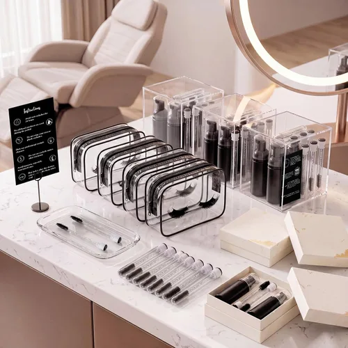 Vista 6 de Remerry 40 Pcs Lash Shampoo Brushes Set Eyelash Aftercare Bag Disposable Mascara Tubes Foam Pump Bottle Extension Aftercare Instructions Card