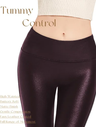 Vista 6 de Tapata Leggings de piel sintética de 252729 pulgadas para mujer, cintura alta, pantalones pequeños para entrenamiento