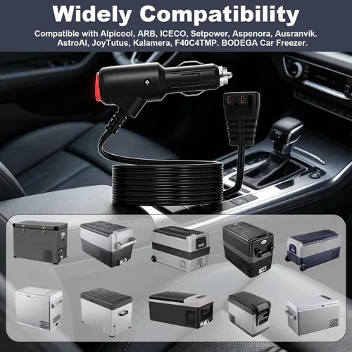 Vista 2 de Cargador de coche para refrigerador de coche compatible con Alpicool, Bodega, Euhomy, BougeRV, ARB, ICECO, Setpower, JoyTutus cable de alimentación