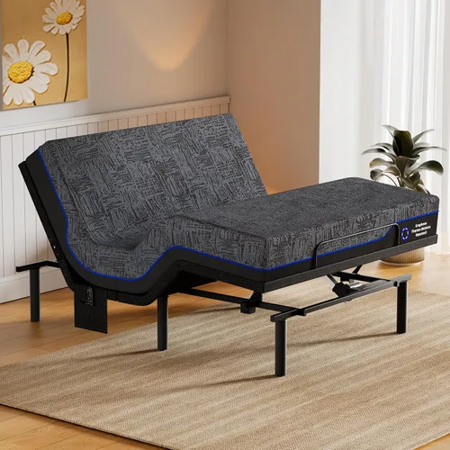 Vista 10 de Amada - Base de cama ajustable individual XL y juego de colchón de espuma viscoelástica de gel refrescante de 14 pulgadas, inclinación de cabeza