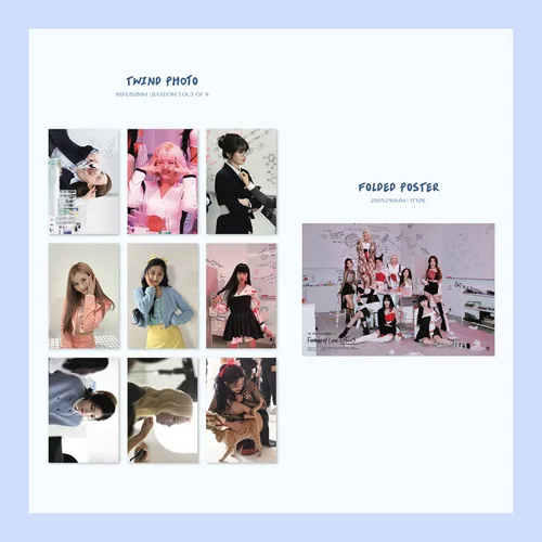 Vista 5 de TWICE - 3rd Full Album Formula of Love: O+T= < 3 Result file ver. Cover + Photobook R + Photocard + Twind Photo + Folded Poster + 2 Pin Button