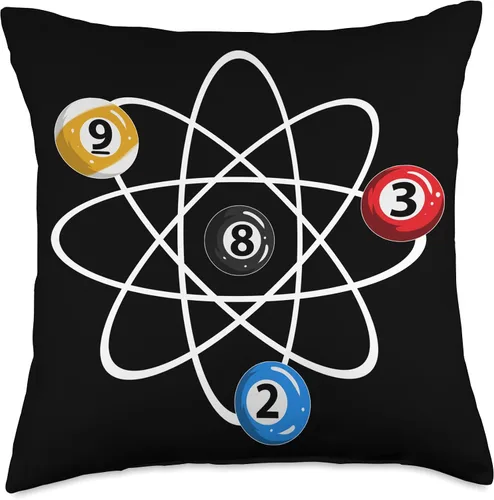 Vista 4 de Billiard Ball 8 13 Pool Skittles Billiards Carom Bolas 2, 3, 8, 9, cojín de billar con diseño de átomo, 16 x 16 pulgadas, multicolor