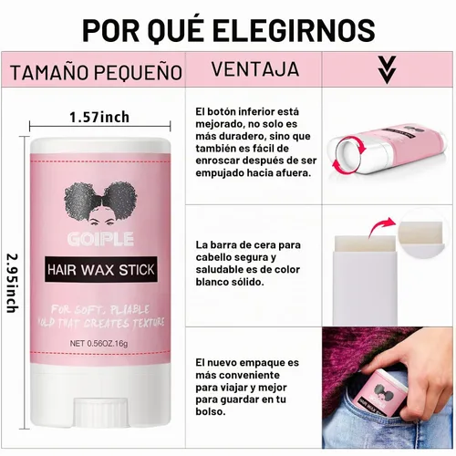 Vista 6 de Goiple Barra de cera - Pomada de cera de larga duración (2.7+0.56 oz) para cabello