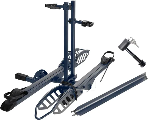 Vista 10 de CyberRack E2 - Portabicicletas eléctricas con rampa para 2 bicicletas, capacidad de 200 libras, soporte de plataforma plegable para automóviles