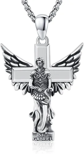 Vista 137 de 925 Sterling Silver Patron Saint Amulet Necklace for Men Women plateado