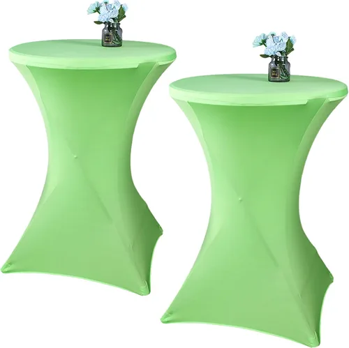 Vista 12 de Paquete de 2 manteles de cóctel de elastano de 24 x 43 pulgadas, redondos, ajustables, para bodas, banquetes, eventos, fiestas