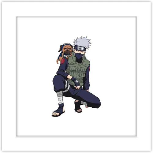 Vista 11 de Gallery Pops Naruto Shippuden - Arte de pared Kakashi Hatake con Pakkun, versión enmarcada negra, 12 x 12 pulgadas