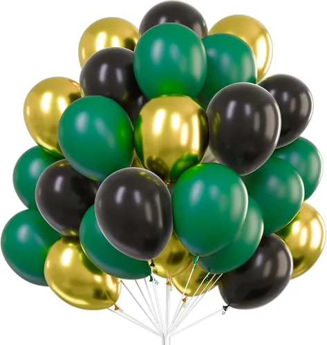 Vista 23 de PartyWoo Globos negros y dorados, 66 globos de 12 pulgadas color negro mate cromado metálico dorado para graduación, baby shower, cumpleaños, Año