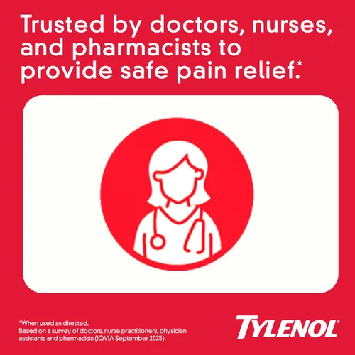 Vista 3 de Tylenol Analgésico extra fuerte y reductor de fiebre, tabletas redondas recubiertas, 500 mg de acetaminofeno pastillas para aliviar el dolor