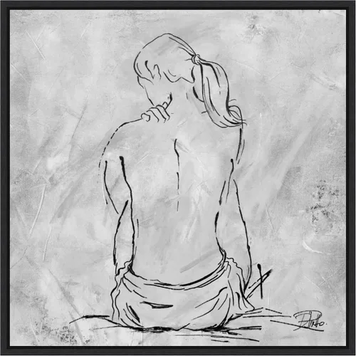 Vista 11 de Amanti Art Lienzo enmarcado para pared, 16 x 16 pulgadas, boceto desnudo II por Patricia Pinto, lienzo enmarcado para pared, obras de arte de gente