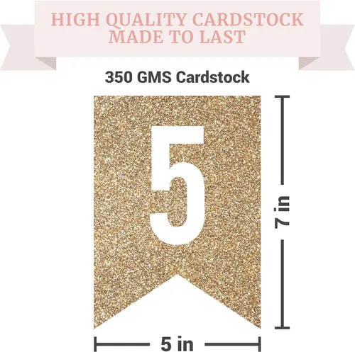 Vista 6 de Cartel de feliz cumpleaños 15 pre-encordado - Cartel de cumpleaños con purpurina dorada No DIY - Gold Glitter 15th Party Decorations for Boys &