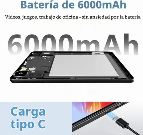 Vista 5 de Tablet Android 16 de 10 pulgadas, 20 GB de RAM 128 GB ROM 2 TB expandible, procesador octa-core de 2.0 GHz, tableta 2 en 1 con funda de teclado