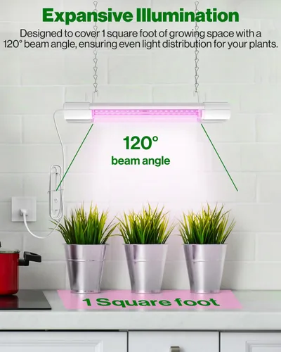 Vista 6 de Sunco - Luz LED de crecimiento de 1 pie, 10 W, espectro completo, para inicio de semillas, plántulas, plantas de interior, enchufe suspendido