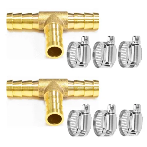 Vista 7 de Da by 3 unids 1/2" (12.5mm) Barb Splicer Mender Hose Latón Barb Fitting con 6 abrazaderas de tubo de acero inoxidable para agua/combustible/aire