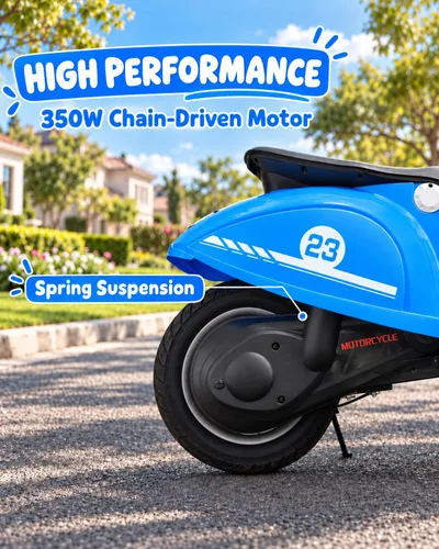Vista 7 de Motocicleta para niños, motocicleta eléctrica de 24 V para niños Azul