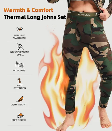 Vista 11 de Conjunto de ropa interior térmica para hombre, ropa interior larga 1#verde militar