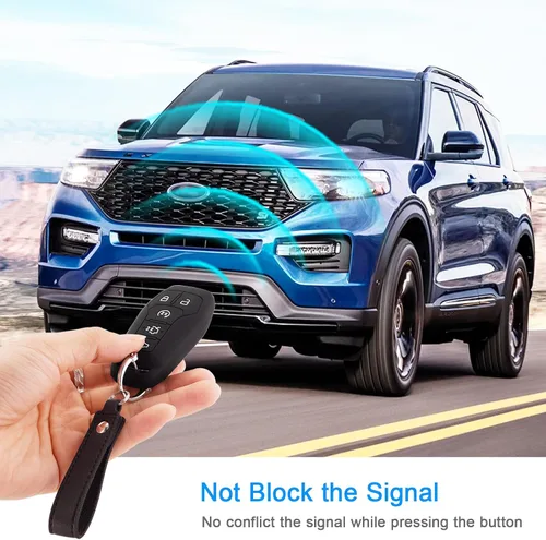 Vista 4 de Funda para Llavero de Silicona para Auto Compatible con Ford F150 Explorer Mustang Edge, para Lincoln MKZ MKX MKC con 5 Botones, Protector Completo