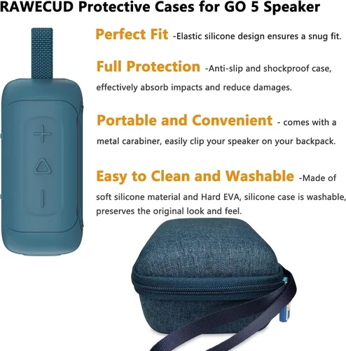 Vista 4 de Funda protectora para altavoz Bluetooth portátil JBL Go 5 Estuche azul