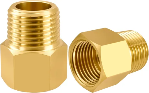 Vista 12 de SDTC Tech Juego de 2 adaptadores de tubería de latón 1/2 NPT rosca macho a 1/2 NPT rosca hembra reductor, conectores de extensión de tubería