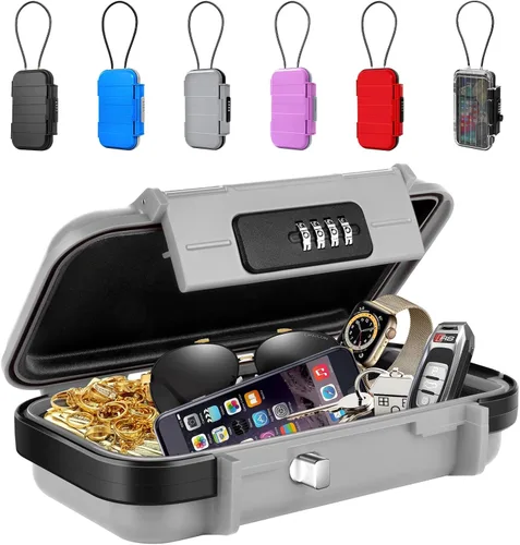 Vista 11 de BKNOOU Caja de seguridad portátil con cadena removible, caja de seguridad antirrobo para la playa, caja de seguridad con cerradura de combinación