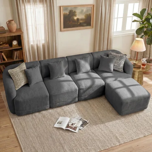 Vista 21 de Sofá modular de 3 plazas sin hueso de 112 pulgadas Blanco