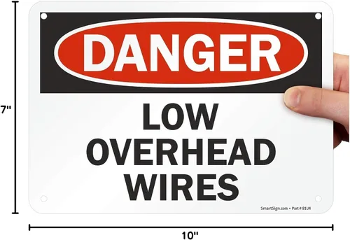 Vista 6 de SmartSign Letrero "Danger - Low Overhead Wires" Aluminio de 7 x 10 pulgadas