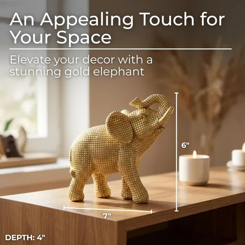 Vista 2 de Figura decorativa de elefante de resina para decoración del hogar y el baño, estatua de adorno para escritorio de oficina, sala de estar