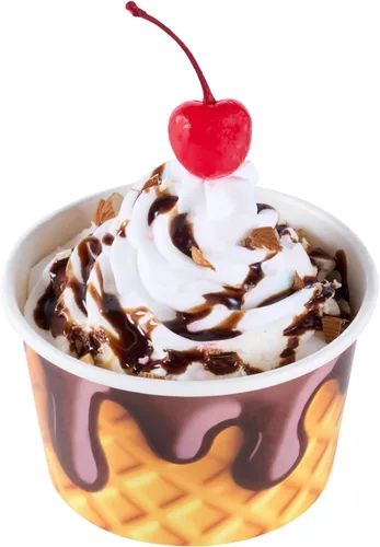 Vista 20 de Restaurantware Coppetta - Vasos de postre de 3 onzas, 50 tazas desechables para helado, tapas se venden por separado, cuencos de papel a cuadros
