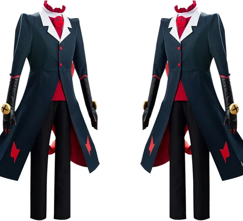 Vista 2 de Hazbin Hotel Cosplay Blitzo Helluva Boss Disfraz uniforme chaqueta traje traje conjunto completo unisex