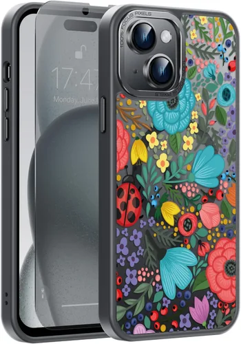 Vista 54 de Goodon para iPhone 15 Pro Max con protector de pantalla de privacidad, compatible con Magsafe, funda translúcida mate a prueba de golpes - Linda