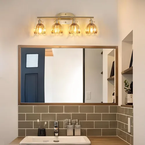 Vista 89 de Shenmoyl Lámparas de baño, lámpara de pared de 2 luces para tocador sobre espejo con pantalla de vidrio tulipán blanco para dormitorio, sala