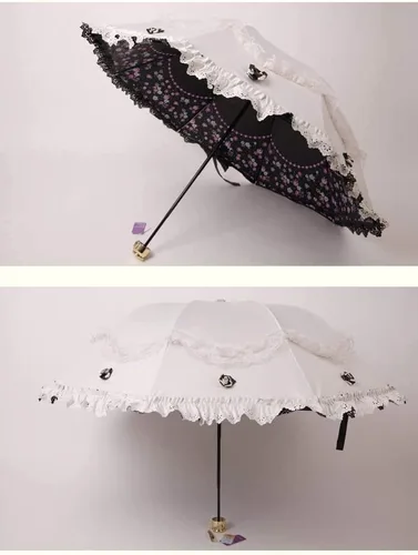 Vista 52 de Honeystore Paraguas plegable a prueba de rayos ultravioleta Princess Lace Parasol con cúpula anti-UV