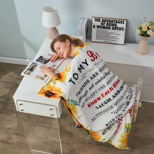 Vista 5 de Manta de franela ultrasuave para mujer, con texto en inglés «To My Bestie», para hermanas, niñas, mejores amigas para sofá, cama, regalo de amistad